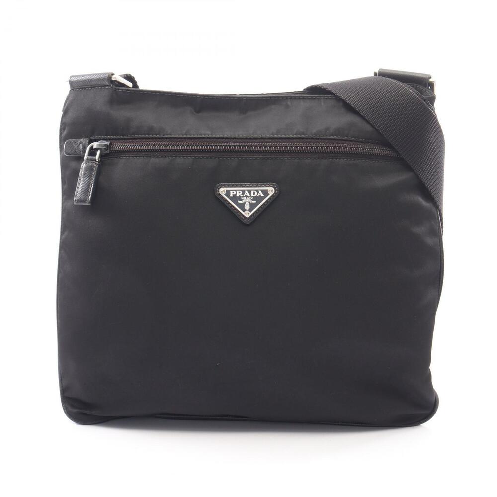 Prada Triangle Shoulder Bag Saffiano Leather Black
